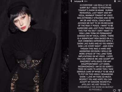 Penonton Kecewa, Lady Gaga Batalkan Konser Miami Mendadak